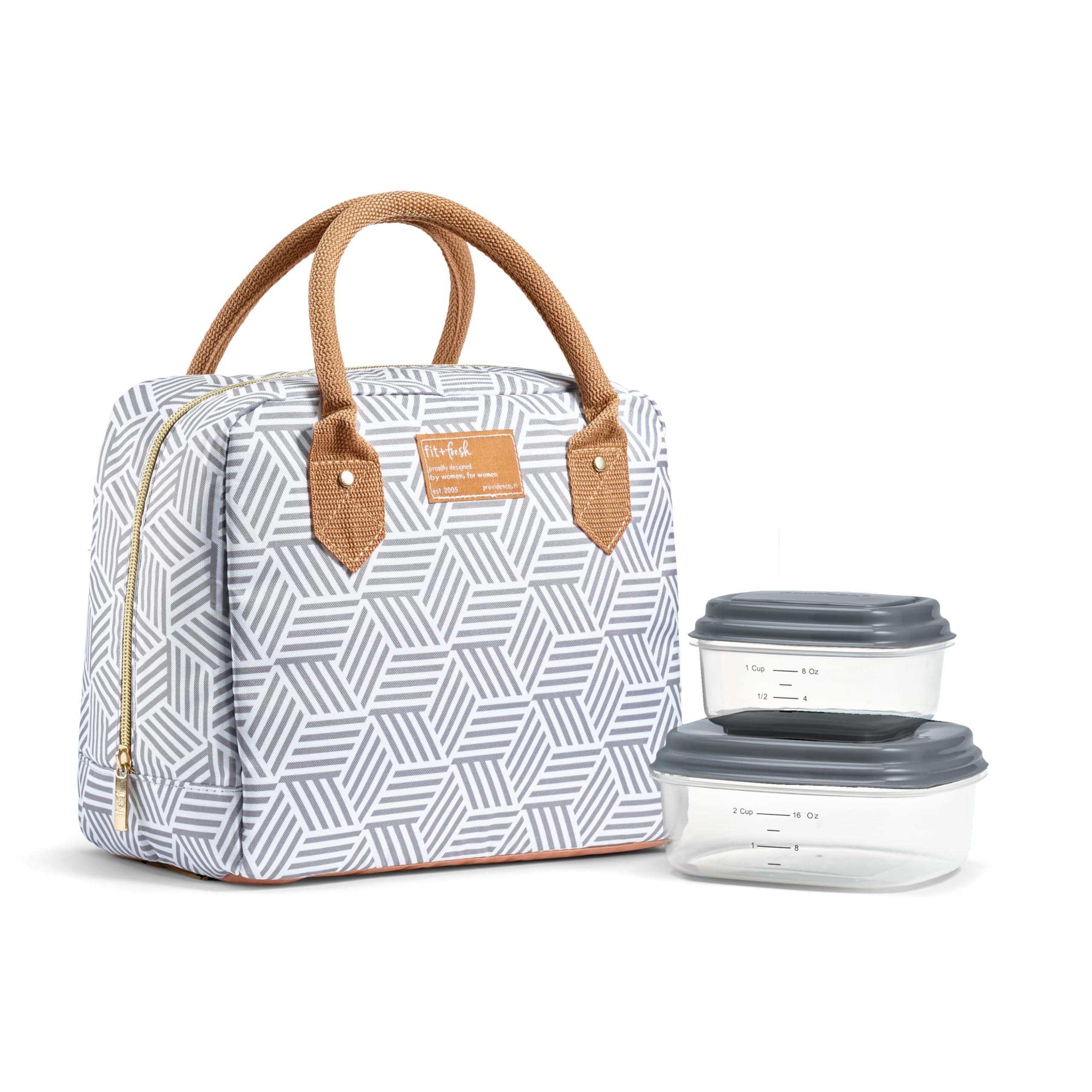 Fit Fresh Bloomington Lunch Bag for Women - Insulated Large Lunch Box for Work with Containers Leak-Resistant Stain-Resistant