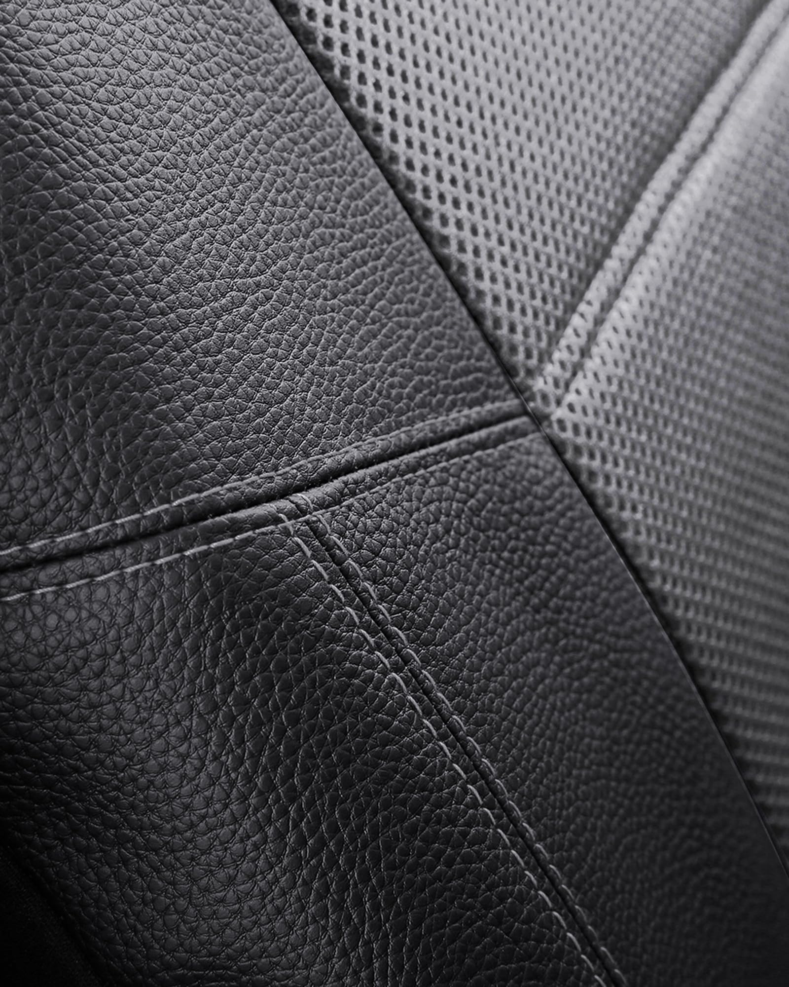 TOYOUN Fundas de asiento para furgonetas y camiones, ajuste universal para asientos individuales y dobles - piel sintética y malla, negro y gris