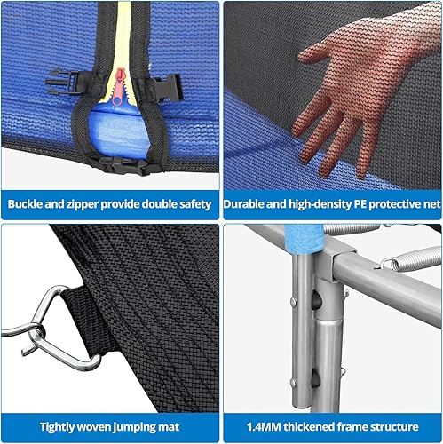 Miniatura 3 de JINS&amp;VICO 10 12 14 16 FT Trampoline with Balance Bar &amp; Enclosure Net, 1.3-1.6MM Thickened Trampoline for Adults and Kids ASTM Approved Reinforced