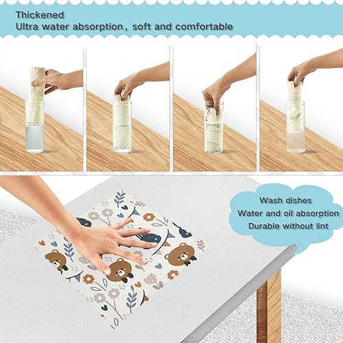 Miniatura 4 de Lindo oso conejito toalla de microfibra decorativa de calidad vegetal para cocina, secado rápido, paquete de 6 toallas de cocina para mesa de