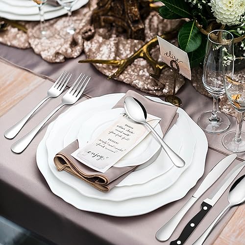 Miniatura 7 de E-far Juego de cubiertos de 24 piezas con cuchillos para carne, cubiertos de acero inoxidable para 4, cucharas, tenedores, cuchillos para cocina del