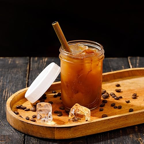 Miniatura 5 de Tazas reutilizables para batidos de boca ancha para té Boba, Tazas de té de burbujas con tapas y popotes dorados, Frascos de vidrio con forma de