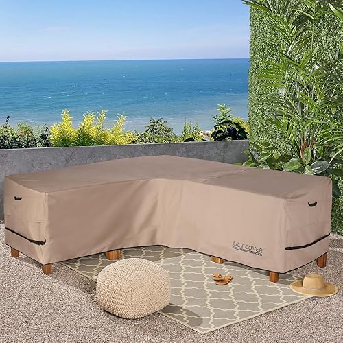 Miniatura 6 de ULTCOVER Funda impermeable para sofá en forma de V para patio de 5 plazas, muebles seccionales de 85 pulgadas de ancho