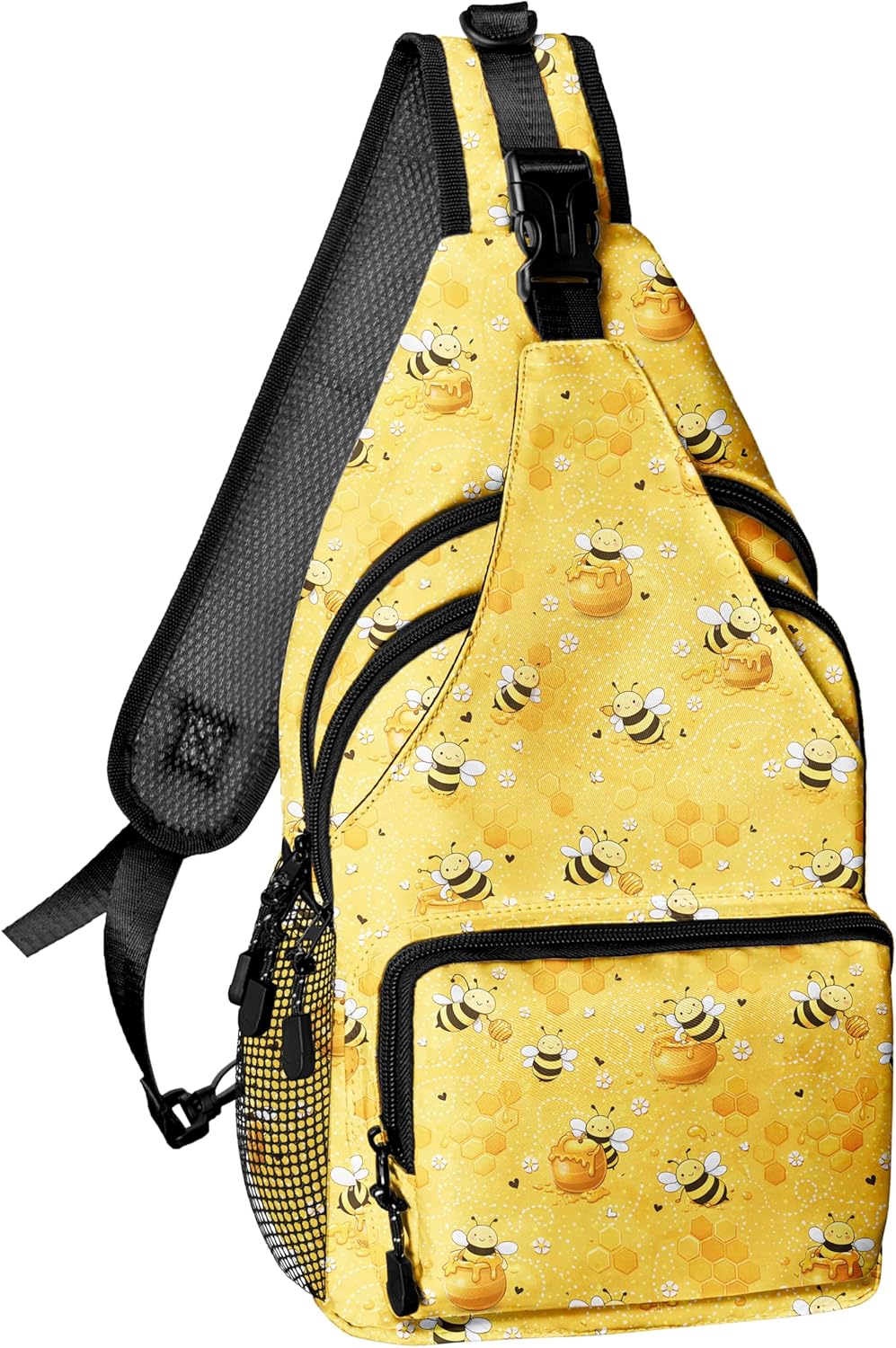 Bee Yellow Sling Bag for Women Men, Sling Backpack Chest Daypack Crossbody Bag for ...