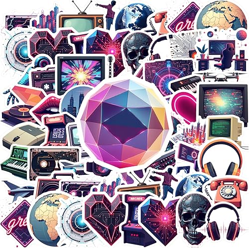 Miniatura 5 de 50 calcomanías de robot futurista retro con tecnología Cyberpunk, calcomanías de papelería de juguete, paquete de calcomanías vintage para teléfono,