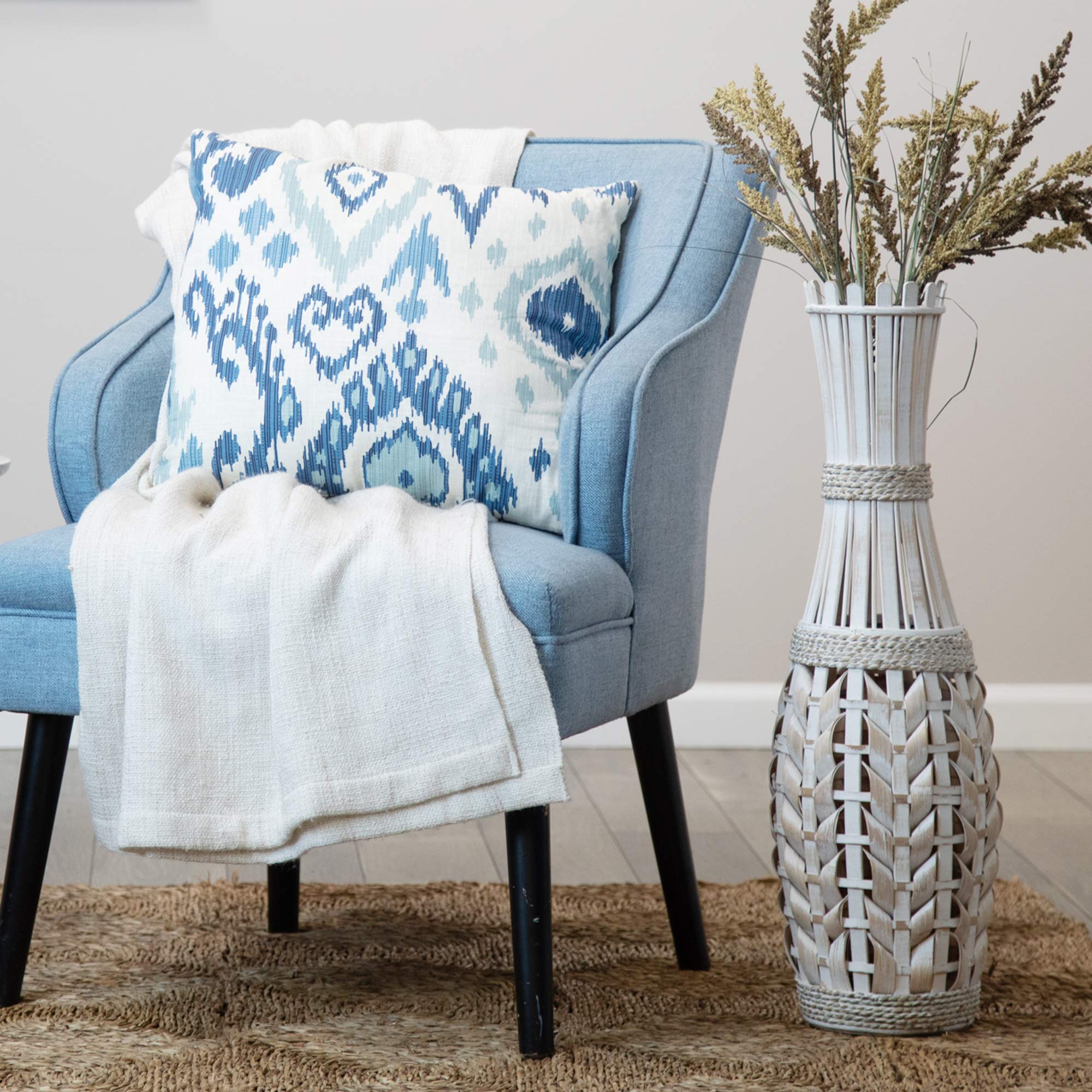 Stratton Home Decor S33552 VASE, 8.25 X 8.25 X 27.25, White