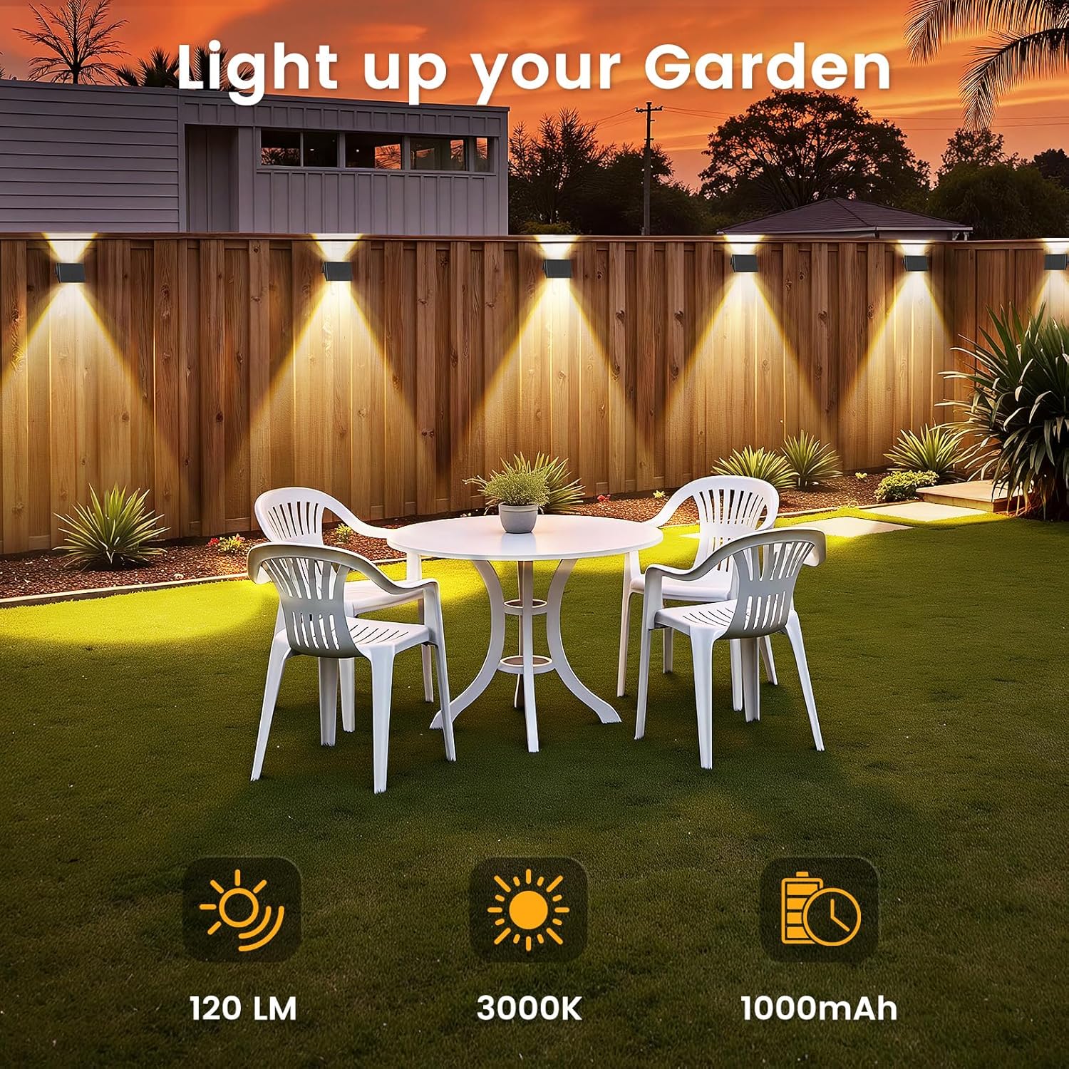 Up and Down Solar Fence Lights 3000K Warm White Outdoor Dusk to Dawn Solar Wall Lights Waterproof Solar Sconce Lights Solars Lights Outdoor for Outside Wall Patio Yard Pool, 16PACK