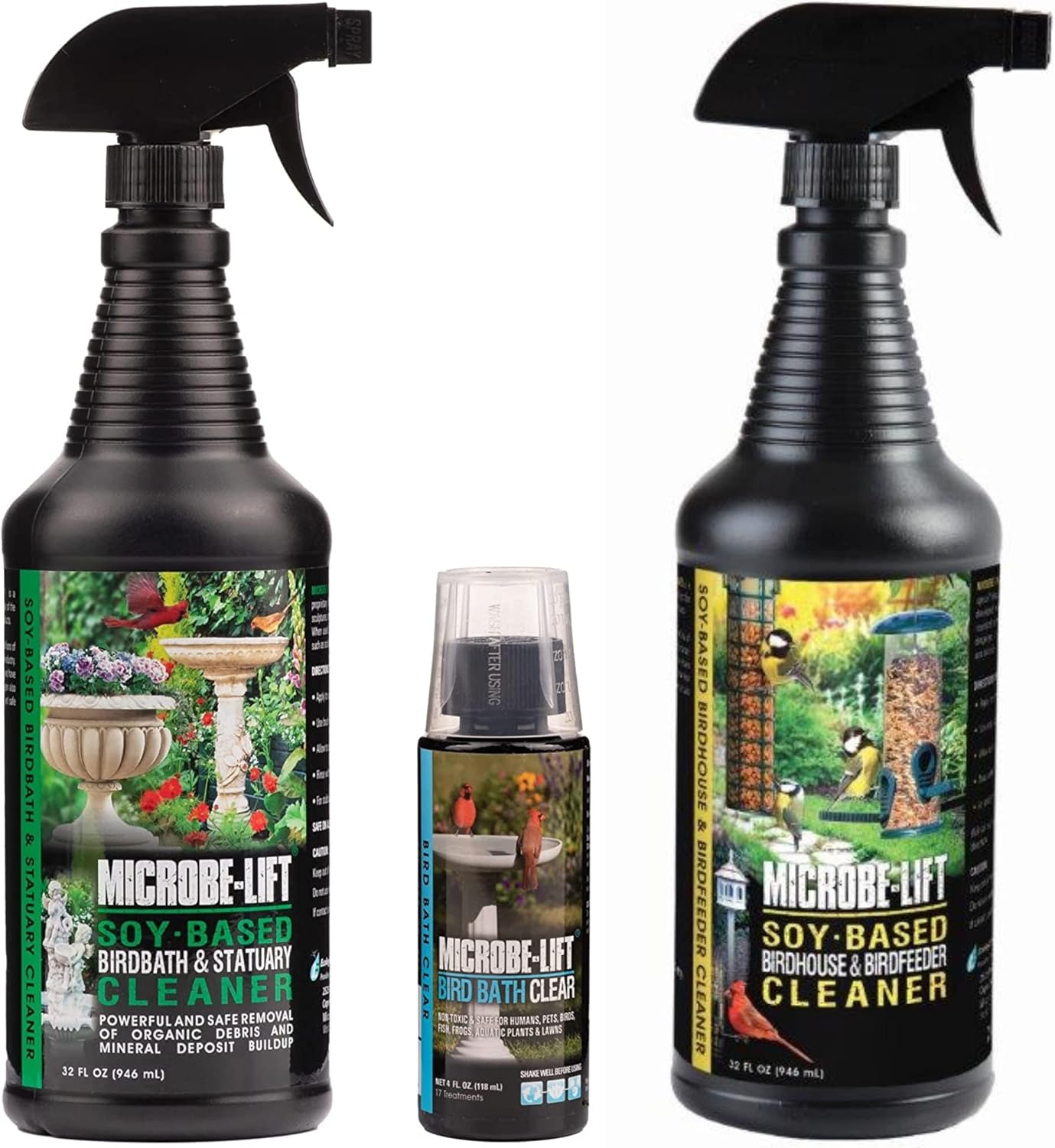 Microbe-Lift Bird Bath Clear Two-in-One Water Cleaner – 4 Oz – Safe for Birds, Fish & Frogs – Cleans Outdoor Birdbaths & Fountains – Natural Formula, Prevents Stains & Cloudiness