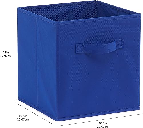 Miniatura 8 de Yaxa Basics, Organizadores de almacenamiento en forma de cubo con asas, tela plegable, paquete de 6, 26,6 x 26,6 x 27,9 cm, azul marino