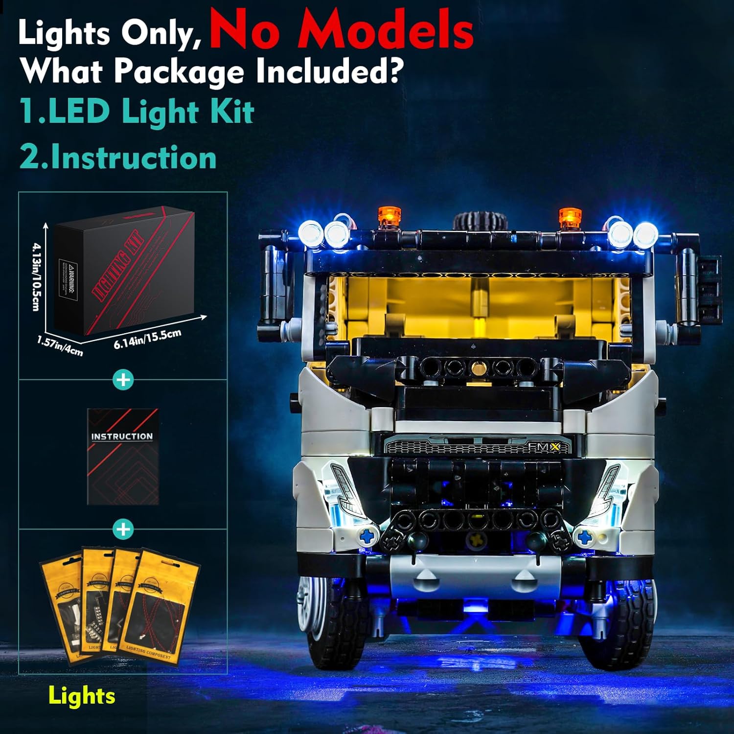 LED Light Kit for Lego Volvo FMX Truck 42175 (No Models Only Light) Creative Lighting Set Accessories Compatible with Lego Volvo FMX Truck & EC230 Electric Excavator Set (Standard Version)