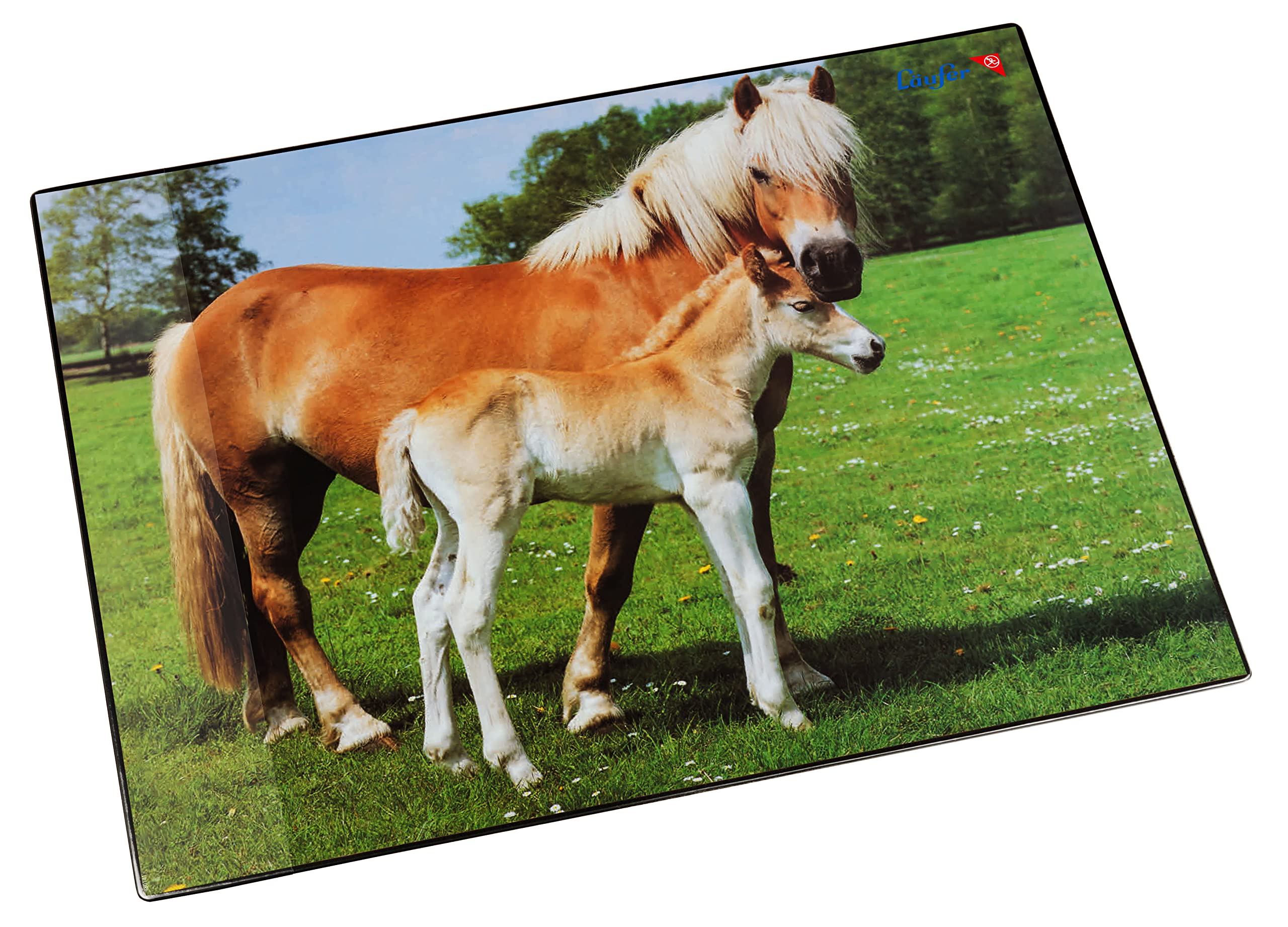 Läufer 46587 Desk Mat Horse and Foal, 53 x 40 cm, Non-Slip Desk Mat for Children, Accessories for Children's Desk, with Transparent Side Pocket