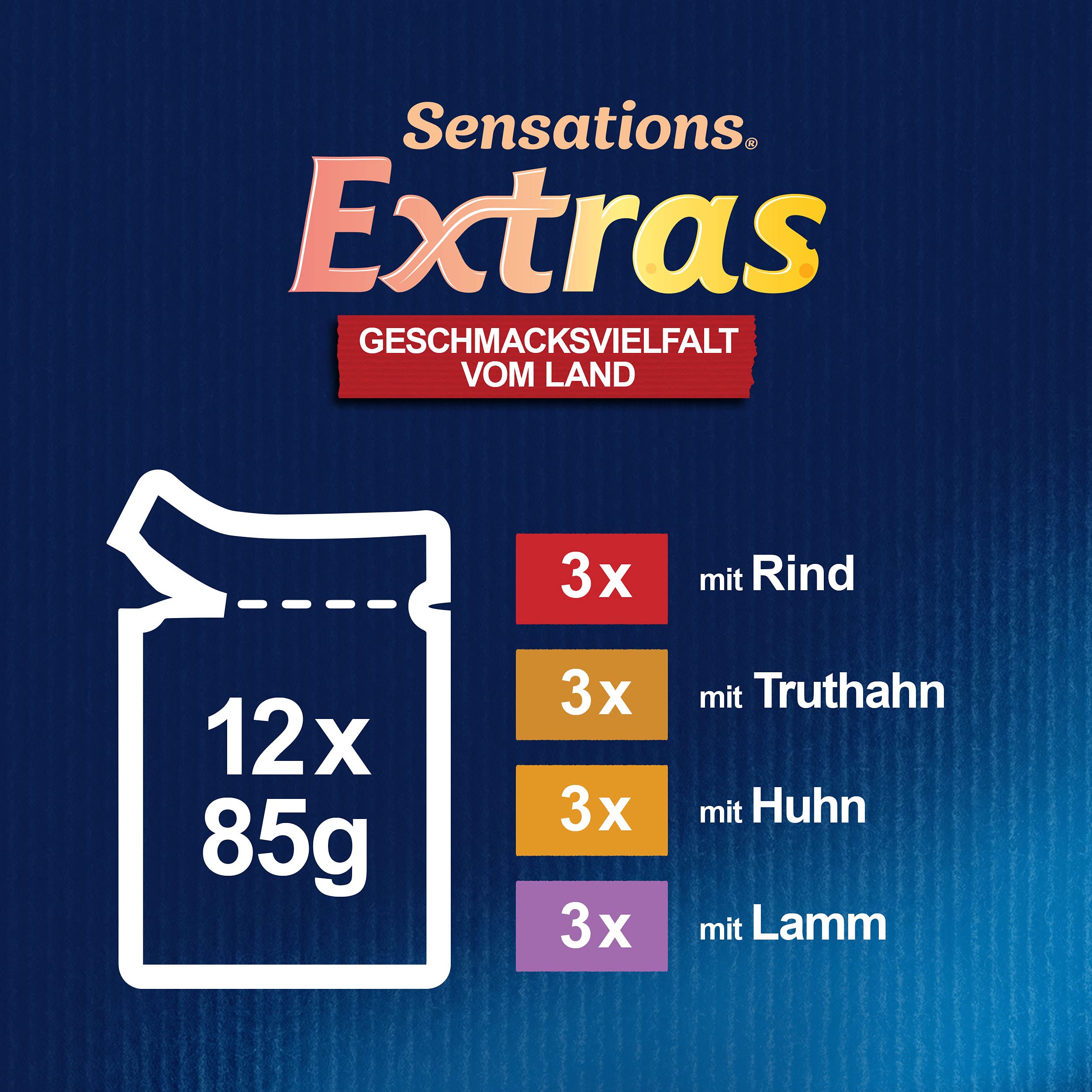 FELIX Sensations Extra, cibo umido per gatti in gelatina, mix di varietà, confezione da 6 (6 x 12 sacchetti da 85 g)