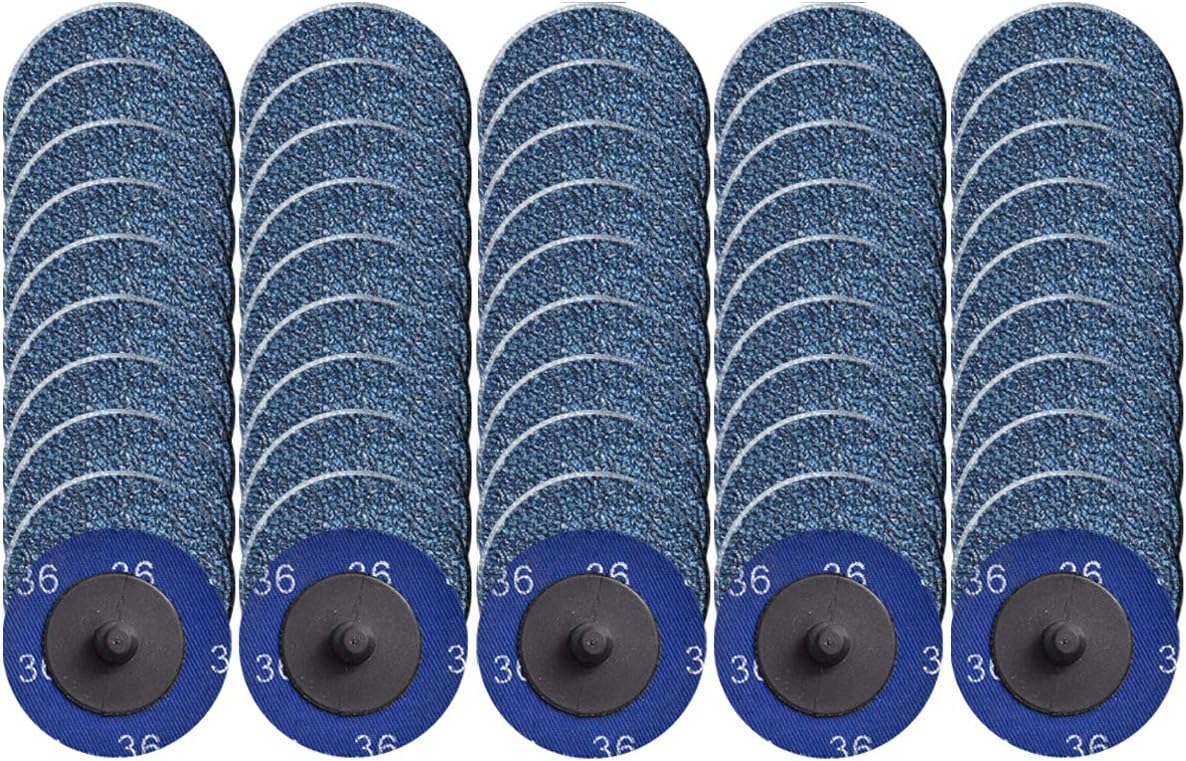 - Quick Change Grinding Disc, 50 Pcs 2 inch Sanding Discs, Zirconia Coated Roll Lock Disc for Surface Prep (36 Grit)
