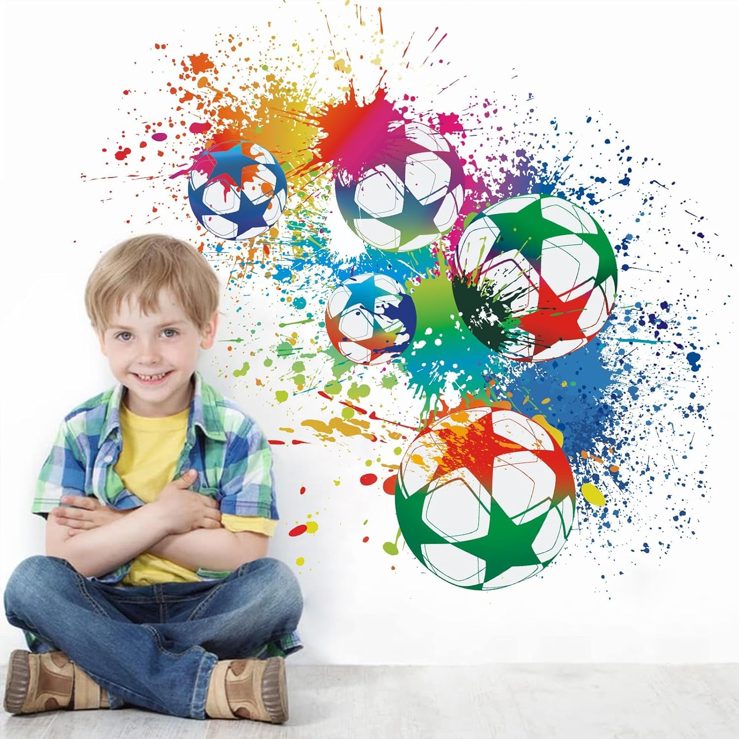 WandSticker4U® - [56 stuks] 3D muurtattoo voetbal, jongen zwart/wit I muursticker kinderkamer jongens voetbal sport I muursticker kinderkamer decoratie jongen meisje deursticker meubelsticker cool