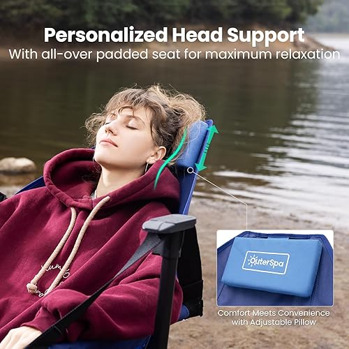 Miniatura 4 de Silla de camping hamaca para adultos con respaldo ajustable, silla hamaca plegable acolchada resistente que soporta 400 libras, silla hamaca