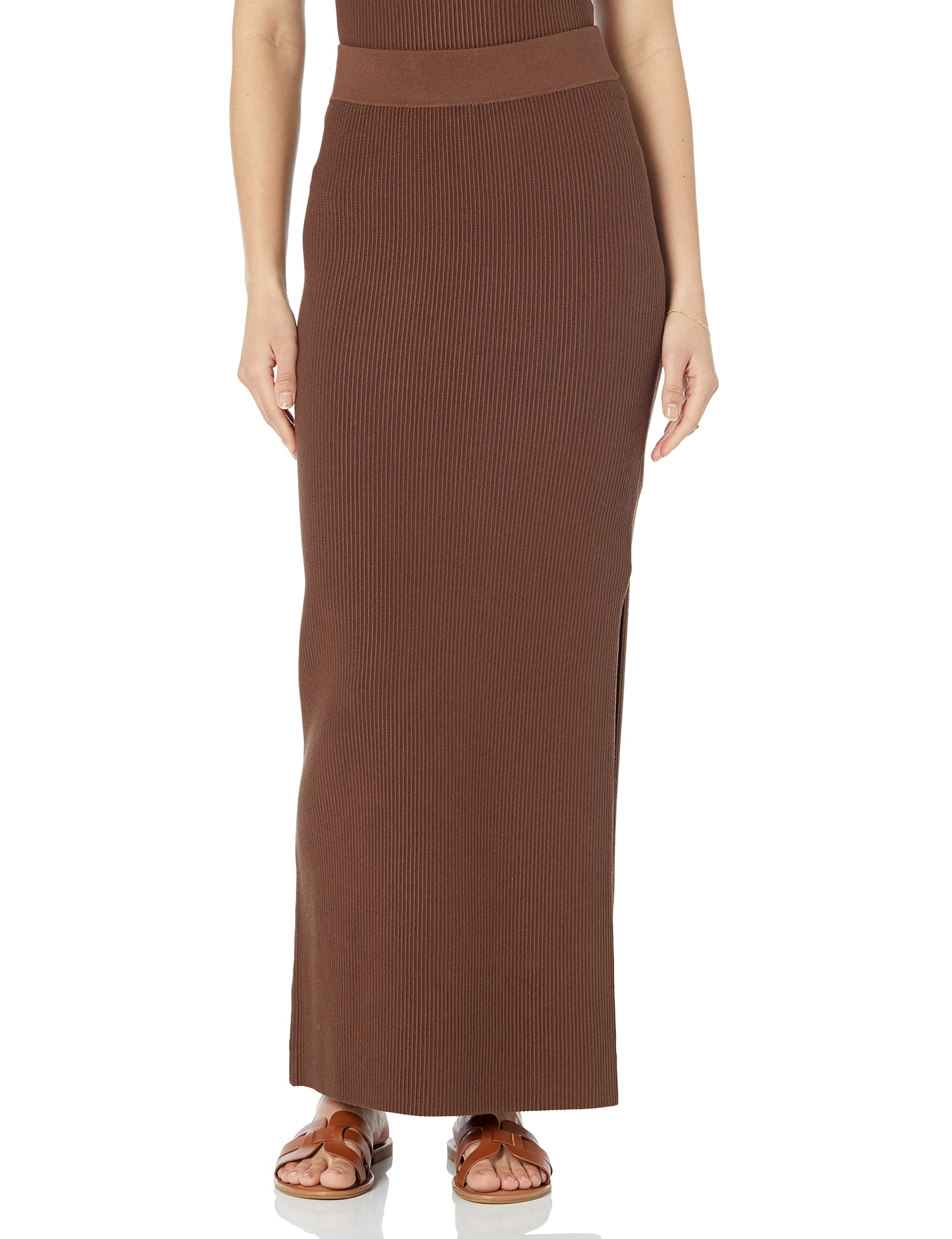 The Drop Women's Tyler Ribbed Sweater Skirt, Coffee Bean, S
