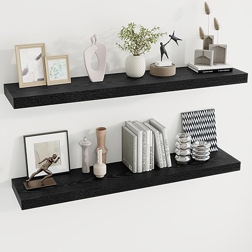 Miniatura 12 de Dreamland - Estantes flotantes de 32 pulgadas para pared, juego de 2 estantes flotantes largos de 9.3" de profundidad, estante grande de exhibición