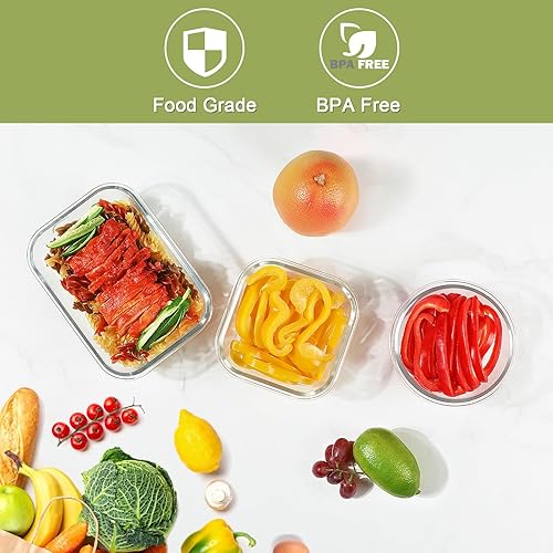 Miniatura 4 de BAYZZ 30 Piece Glass Food Storage Containers Set, Glass Meal Prep Containers with Lids, Airtight Lunch Box, BPA-Free, Microwave, Freezer &