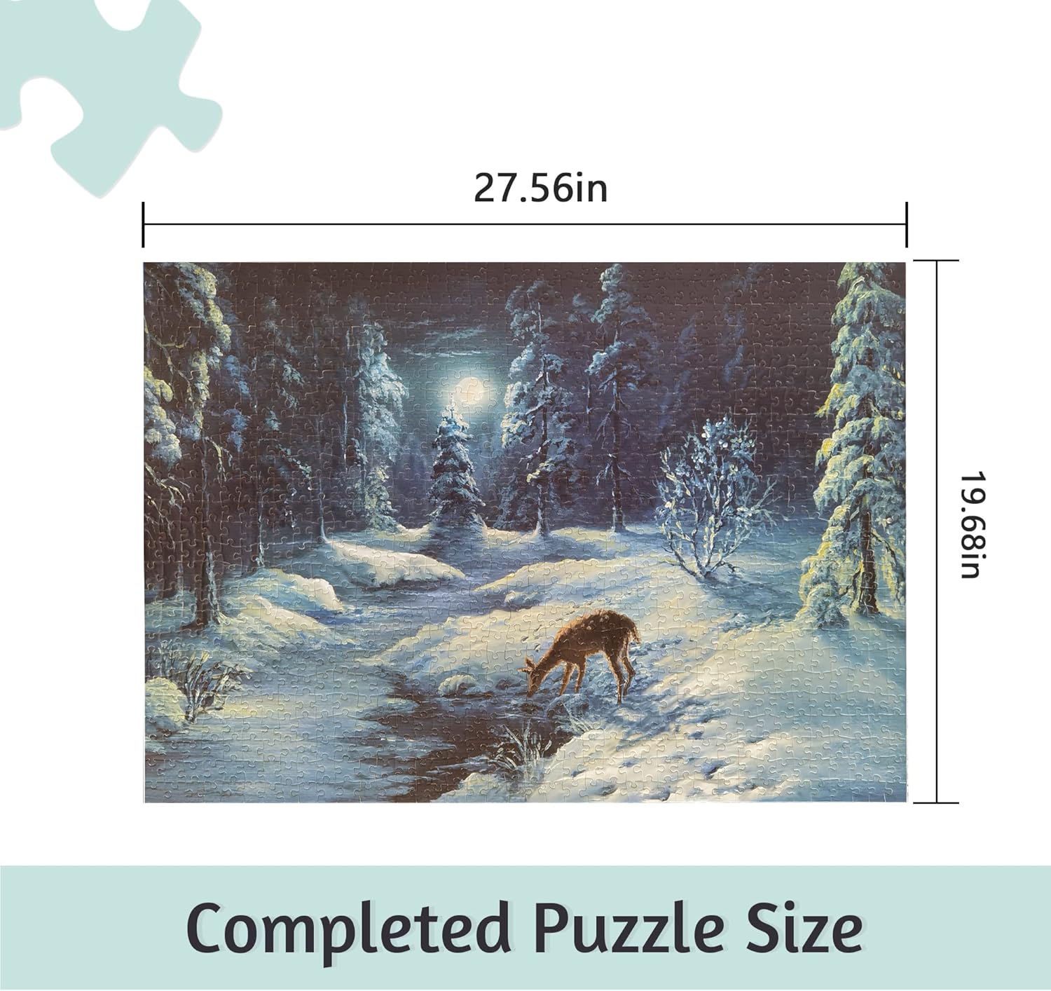 Jigsaw Puzzle 1000 Pieces - Winter Forest Deer - Puzzles for Adult 27.6 x 19.7in