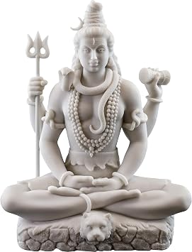 Top Collection Shiva Statue in Padmasana Lotus Pose-Hindu God of Destroying Evil, Ignorance, and Death Sculpture - Collectible New Age Hinduism Figurine White Marble