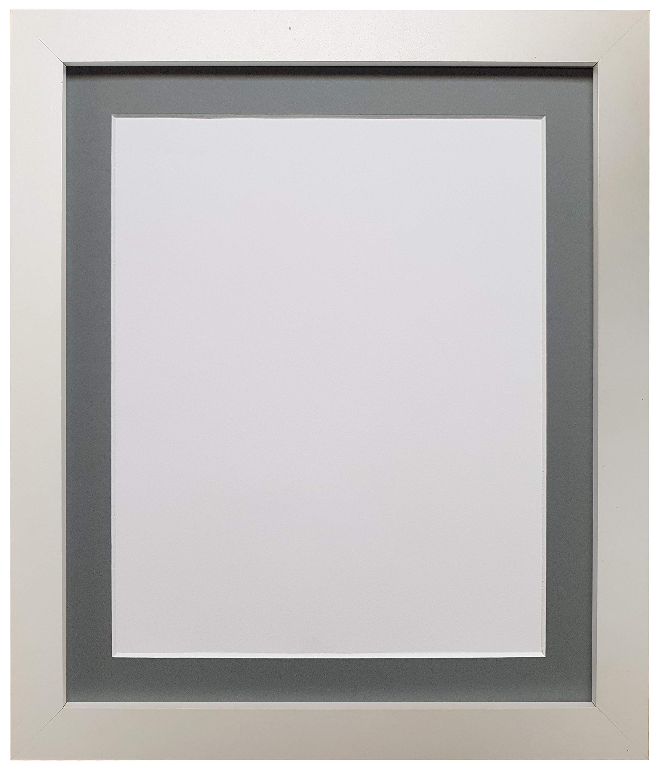FRAMES BY POST 25mm wide H7 White Picture Photo Frame with Dark Grey Mount 9"x7" for Pic Size 7"x5" โ image 1
