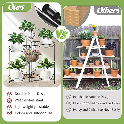 Miniatura 4 de Soporte de metal resistente para plantas, estante y estante para plantas para interiores y exteriores, 6 niveles, 7 macetas, soporte para plantas,