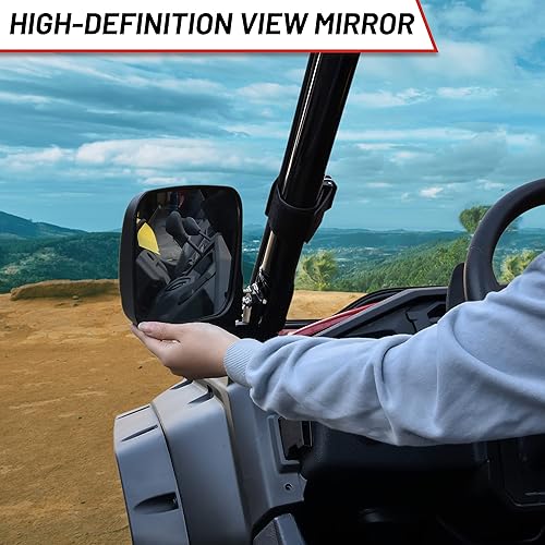 Miniatura 4 de SAUTVS Espejos laterales ajustables para Honda Pioneer 1000 16-25, espejo retrovisor lateral exterior plegable transparente de alta definición para