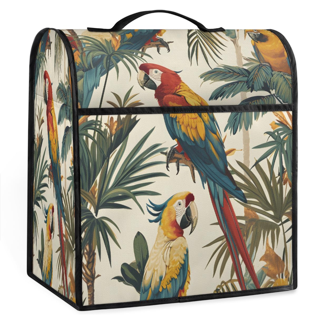 Coffee Maker Cover Watercolor Parrot Kitchen Appliance Covers Small Appliance Covers Blender Cover Juicer Cover Dust Covers for Kitchen Appliances with Top Handle and Pockets,Washable,C710