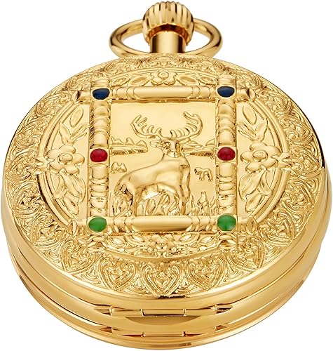 Miniatura 3 de Realpoo Reloj de bolsillo mecánico único para hombre, números romanos, escala digital, relojes de bolsillo mecánicos para hombres