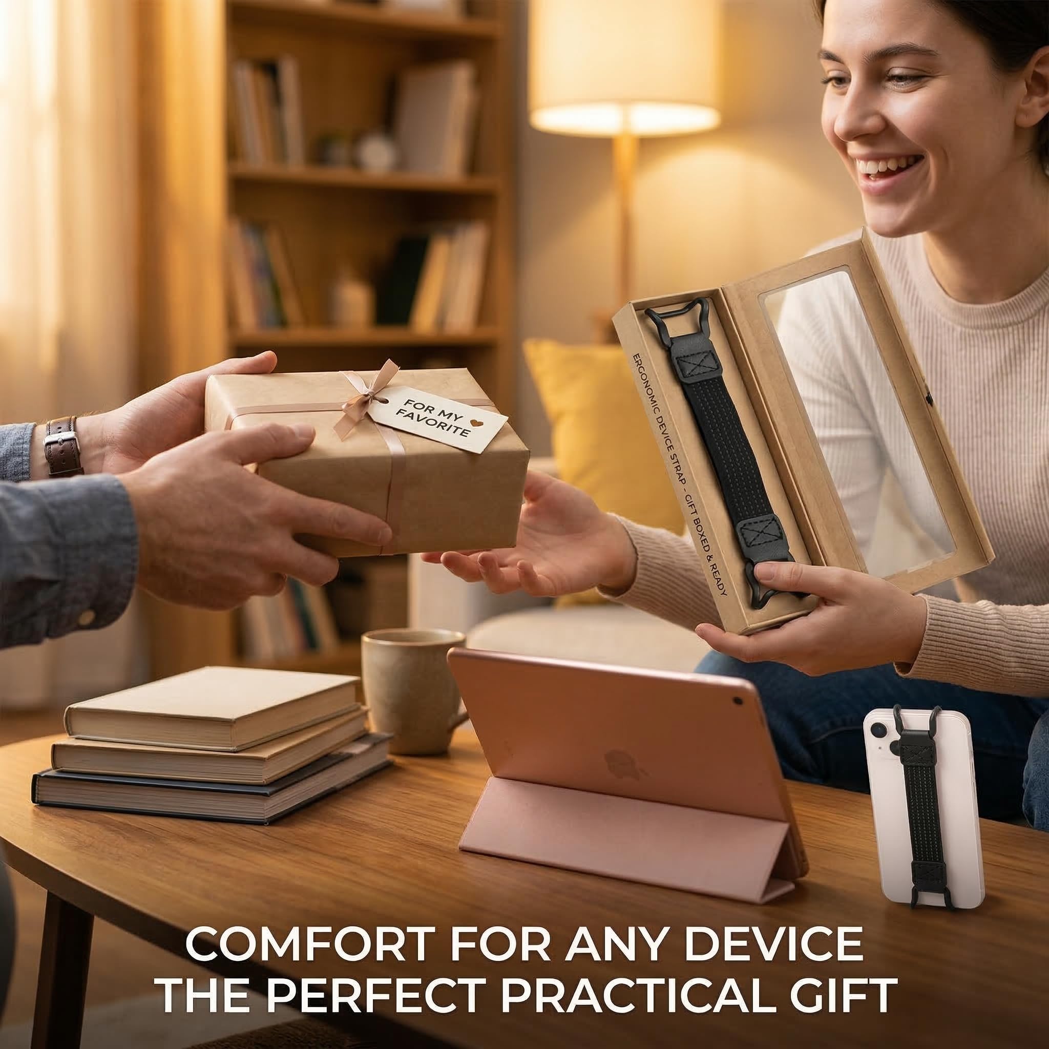 Cinturino di Sicurezza per eReader e Tablet 8.7-13 Pollici, Antiscivolo Regolabile, Supporto Universale per Uso a Una Mano