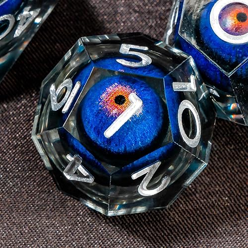 Miniatura 5 de OUKELANWO Juego de dados DND de globo ocular de resina de núcleo líquido, 7 piezas de dados D y D D y D D&D D20 de borde afilado Dungeons and Dragons