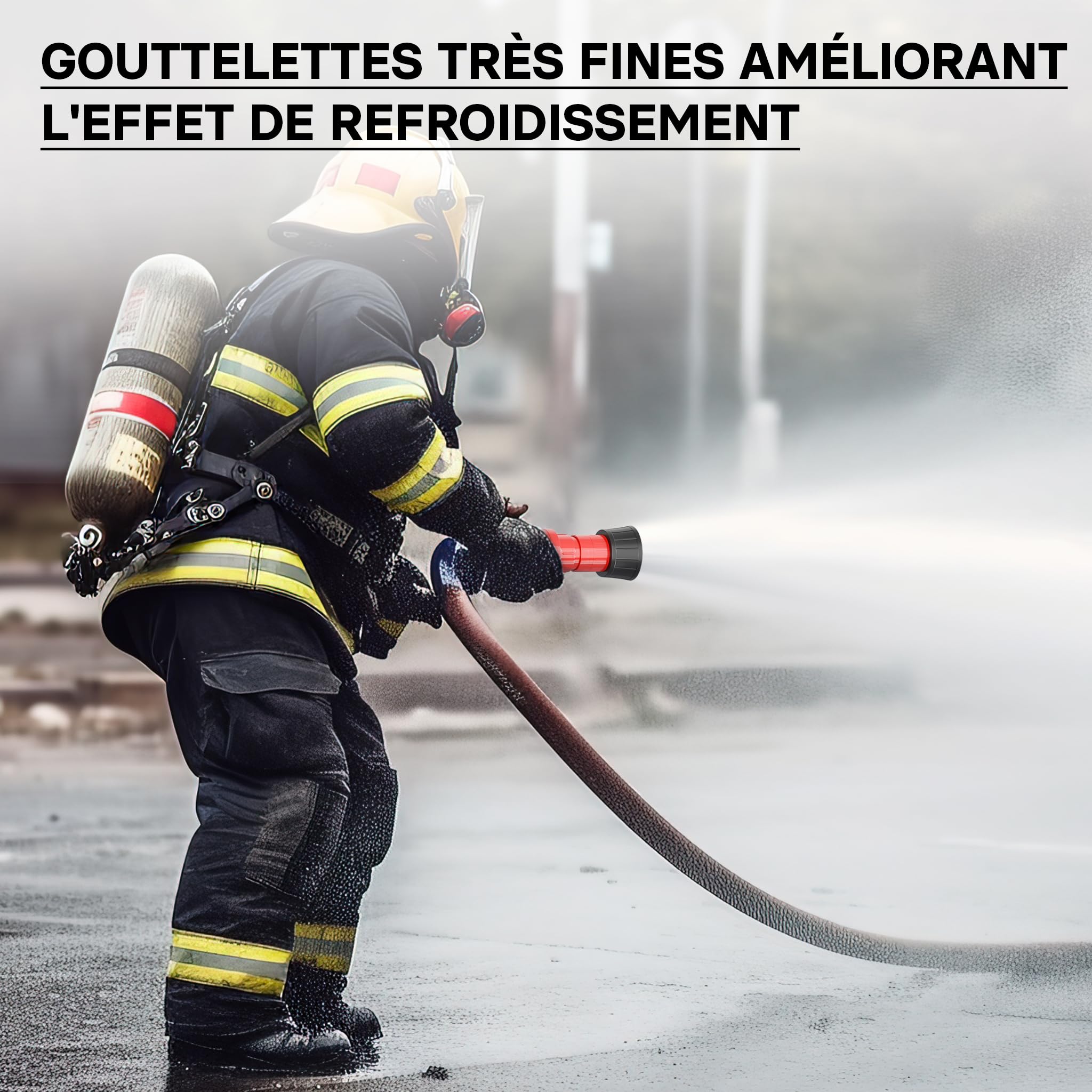 Wiltec Buse de lance d'incendie – 128 x 70 x 70 mm / 1,5" – 7 bar à 0-250 l/min, max. 300 l/min – Bec de tuyau d'incendie à petit jet – matériel de Lutte contre l'incendie Sapeurs pompiers, Chantiers