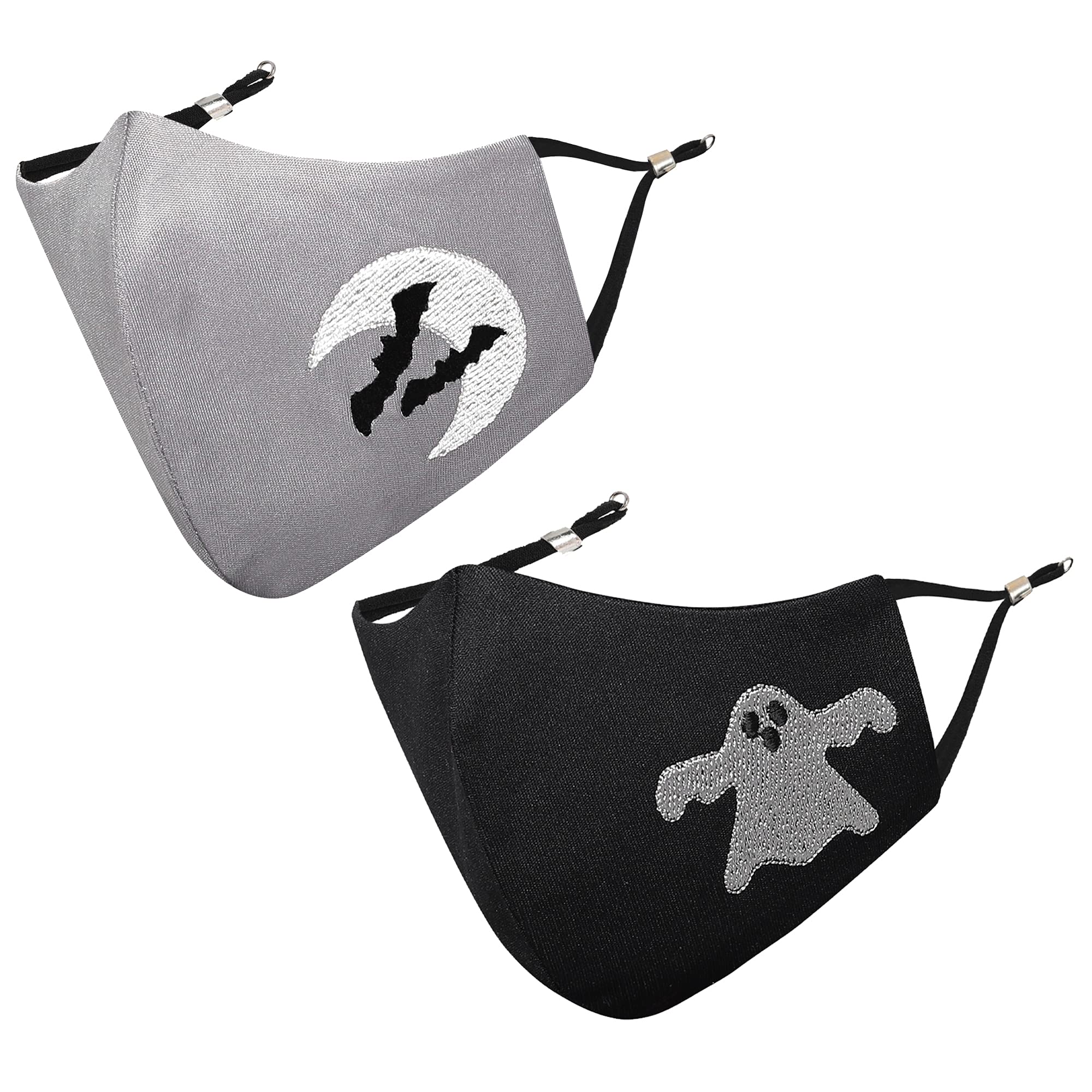 MASQ By Q-One Halloween 4 Layer Washable, Reusable, Size Adjustable, Anti-Bacterial (BFE>99%) Embroidered Cotton Cloth Face Mask Combo for Kids, Boys & Girls each with Lanyard, Ear Loops (7-12 Years)-picture-22