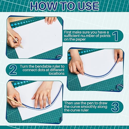 Miniatura 5 de 3 reglas de curva flexibles de 12, 16, 24 pulgadas, reglas flexibles para dibujar, regla curva para coser, cinta métrica flexible de curva ideal