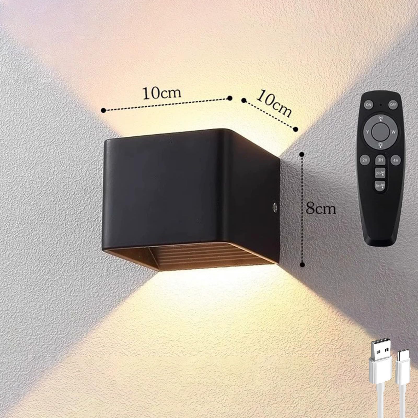 LED Lampada da Parete Interno Ricaricabile Moderna Applique da Parete con Telecomando Dimmerabile 3000K-6500K Iluminazioni per Pareti per Camera da Letto Soggiorno Corridoio Scale (Bianco,2 Pezzi)