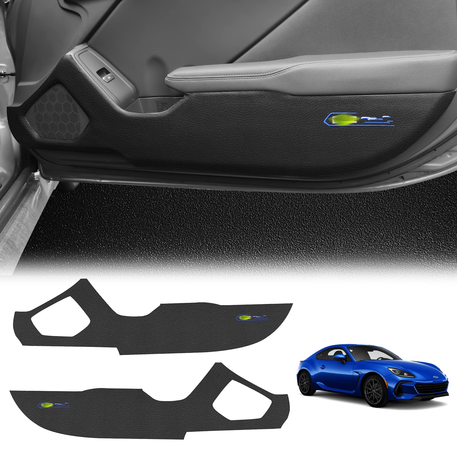 KUNGKIC Car Door Anti Kick Pad for Subaru BRZ 2021 2022 2023 2024 2025 Protective Stickers Interior Decals Accessories Self-Adhesive Side Edge Protection Mats Cover Embroidery Imitation Leather