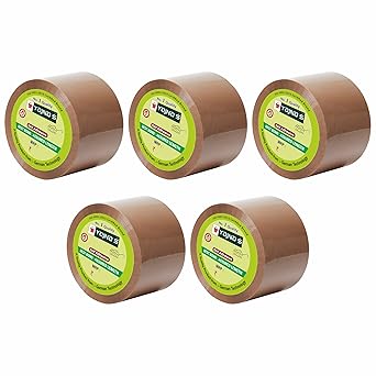 YAJNAS 3 Inch 50 Meters, Pack of 5, 50 Microns Brown BOPP tape Self Adhesive High-Strength Packing Tape Rolls, Packaging Tape | Brown Cello tape | Industrial Tape for Home, Office use & box Packing