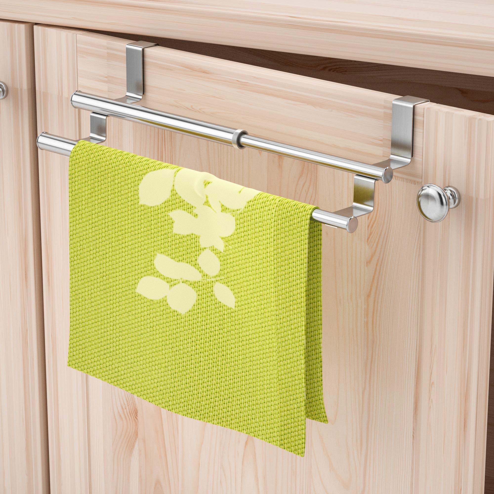 Kitchen Towel Holder Over Towel Bar Rack, Expandable Double
