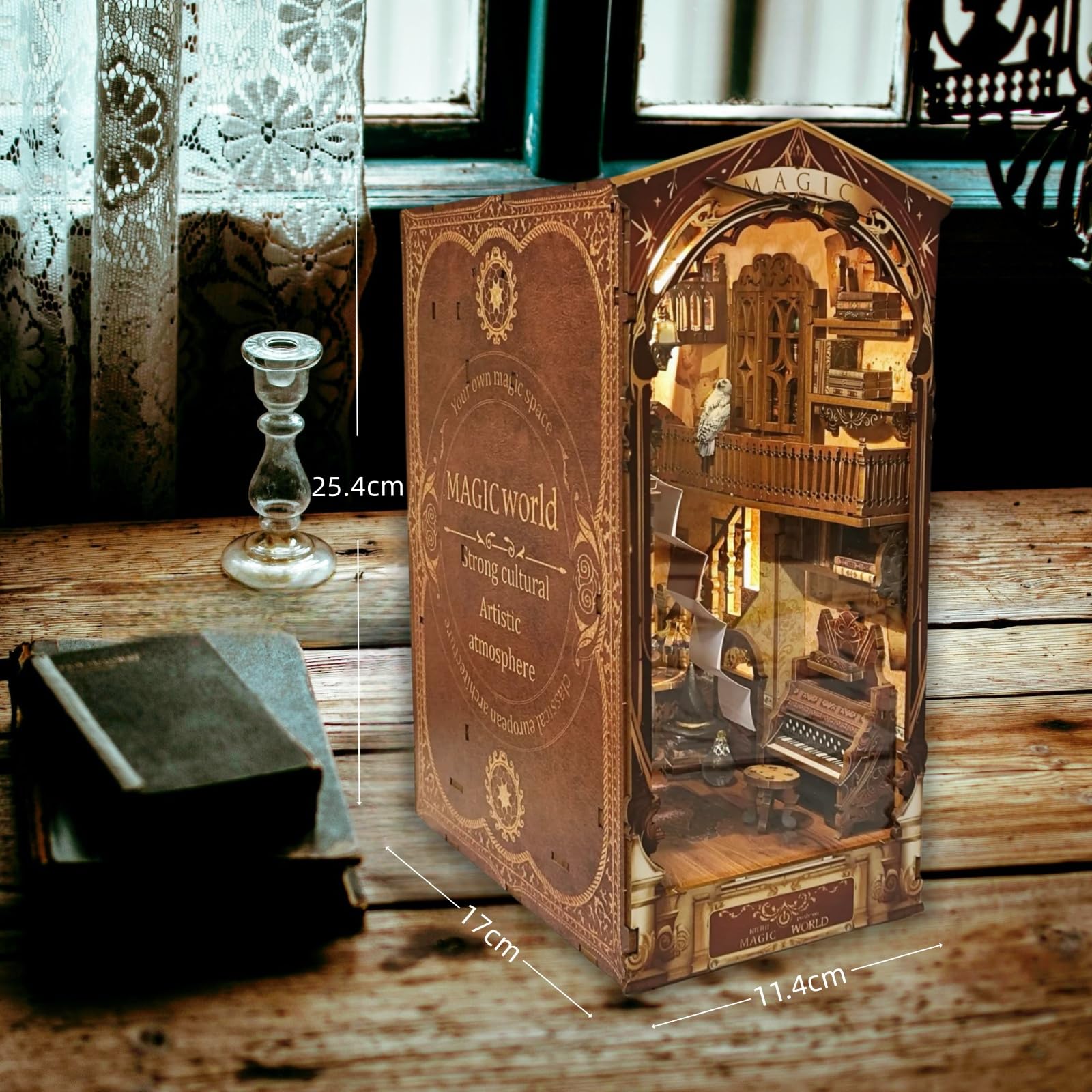 KingStora Magic Book Nook - DIY Assembly Model, Multiple Theme Styles Available Wizard Bookends for Adults (Magic World)