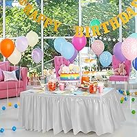 Vista 3 de DecorRack Paquete de 2 faldones de mesa, 29 pulgadas x 14 pies cada uno, sin bisfenol A, de plástico, desechables, reutilizables, rectangulares