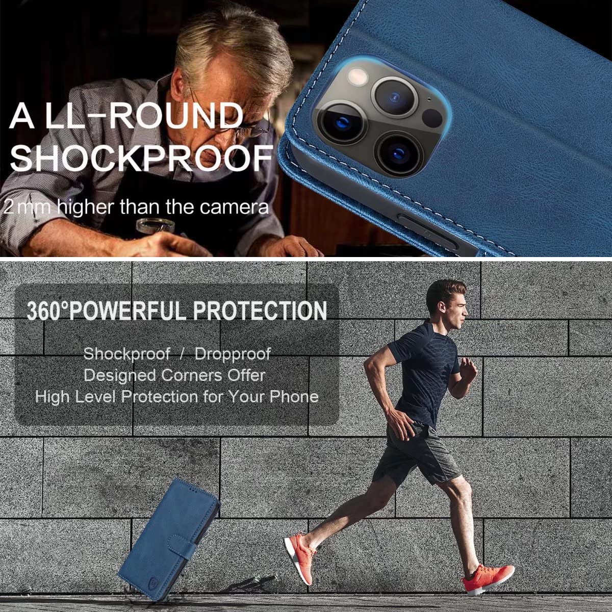 FMPCUON Cover per Xiaomi Redmi Note 12(6.67''),Flip Caso in PU Pelle Premium Portafoglio Custodia per Xiaomi Redmi Note 12(6.67''),[Kickstand][Slot per Schede][Chiusura Magnetica],Blu