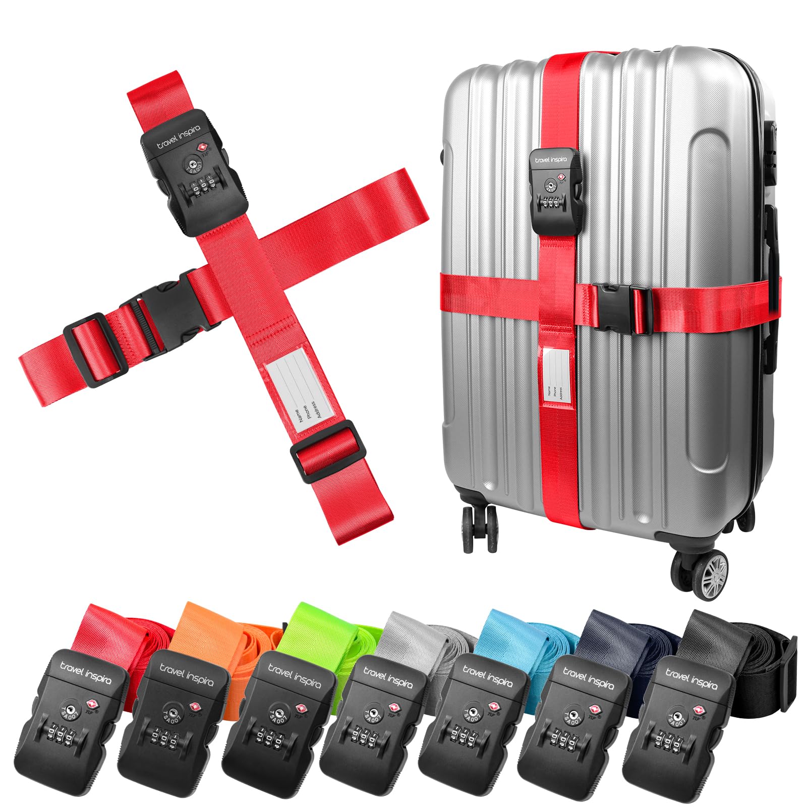 Amazon.com: Travel Inspira TSA Lock Luggage Straps for Suitcases