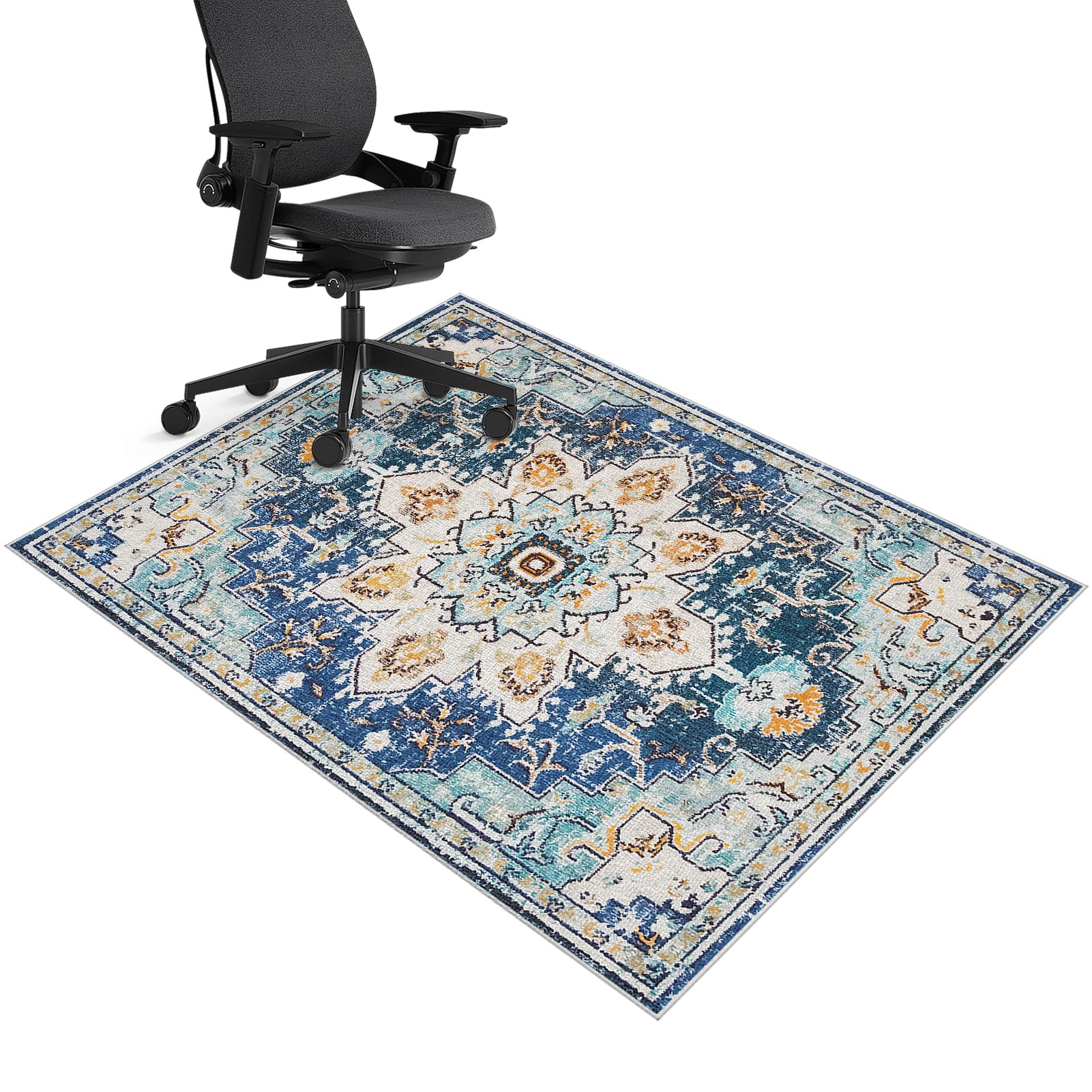 Office Chair Mat for Carpeted Floor, 60 x 70 cm Desk Carpet Protector Mat for Home & Office, Vintage Floor Mat for Office Chair, Gaming Chair Mat for Hardwood Floor, Computer Rolling Chair Mat