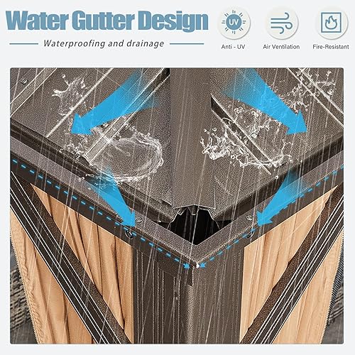 Miniatura 3 de Aoxun Gazebo permanente de techo rígido de 12 x 20 pies con techo doble de acero galvanizado y marcos de aluminio, glorieta grande de pabellón para