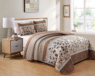 Kids Zone Home Linen Bedspread Set Brown Tan Sky Blue...