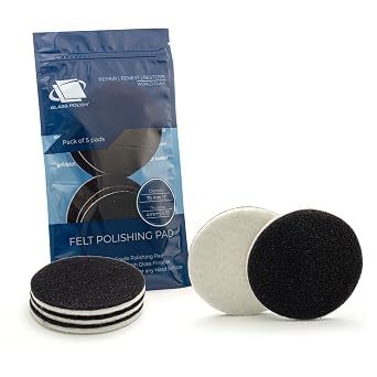 Glass Polish 3 inch 75mm Pack of 5 Felt Polishing Pads for Polishing Glass, Plastic, Metal and Marble - GP11007
