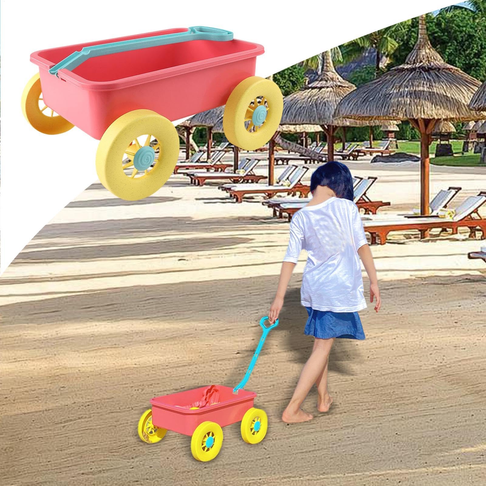 Carrello del carrello da spiaggia, gioca a sabbia | Trollley di sabbia per la spiaggia per esterni | Giocattolo da esterno finemente lucido per piscina, lago, cortile e giardino