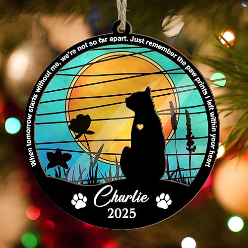 Miniatura 9 de Adorno conmemorativo de atrapasoles personalizado para gatos, nombre personalizado, regalo conmemorativo de gato, regalo para amantes de los gatos,