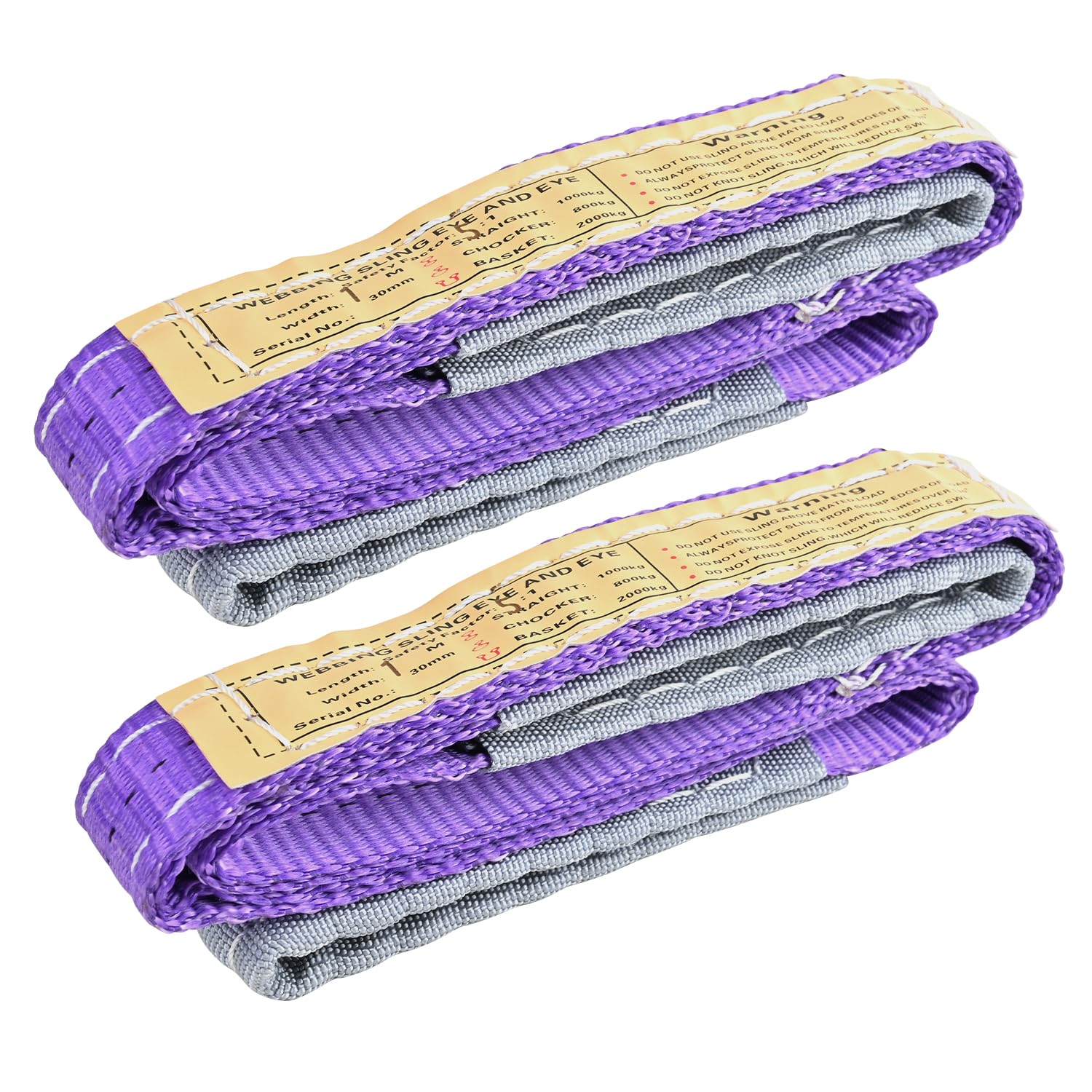 2-Pack 1Inches x 3.3Ft 2-Ply Twisted Eye & Eye Polyester Lifting Sling, Lifting Slings 2204lbs Webbing Sling, Heavy Duty Lift Sling Web for Industrial Shop Use, Hoist, Tree Stumps