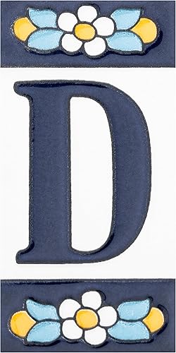 Merola Tile Sevillano Flora Address Letters D 2-18" x 4-38" - Azulejo de pared de cerámica